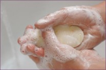 washing hands with soap