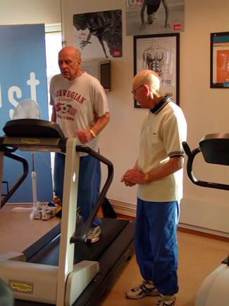 Senior on treadmill