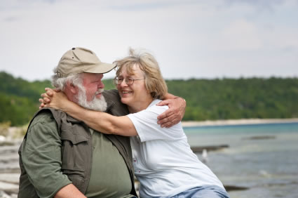 older happy overweight couple